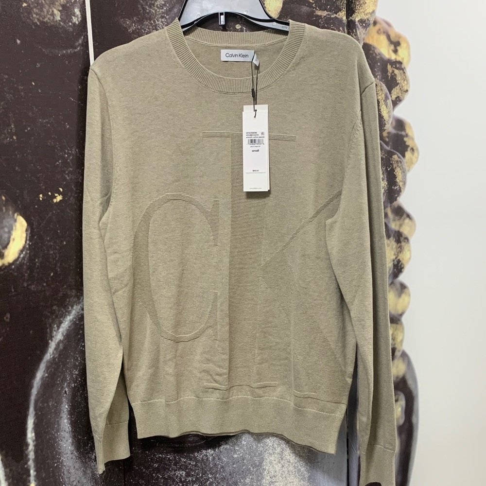 Calvin Klein Tan Logo Crewneck Sweater